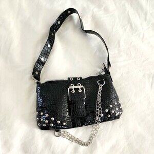 Punk Style ladie's Shoulder Bag Retro Studs & Chain Embellishment Motorcycle